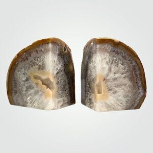 Crystal bookends with Geode Center,, Crystal Lovers Gift, Weighs 4+ lbs. (EJ)